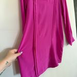 Rory Beca | PInk / Fuschia Silk V Neck Long Sleeve Shift Mini Dress | Small Photo 4