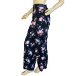 Torrid FLORAL BLACK CHALLIS WIDE LEG PINK & BLUE PRINT PANTS (2X) Photo 2