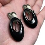 Vintage Unsigned Silver Tone Heart Post Earrings Dangle Hoops Retro Y2K Bratz Photo 5