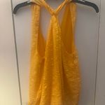frame denim FRAME Silk Crinkle Draped Halter Neck Kumquat Yellow Top Size S/P Photo 3