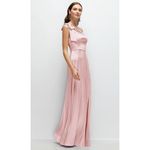 After Six  Bow One-Shoulder Fluid Satin Maxi Dress With Full Skirt Size XS Photo 5
