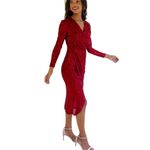 Ivy City Co Sequin Starstruck Long Sleeve Midi Dress Wine Formal Size XS Red Photo 1