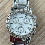 Bulova  Diamond Chronograph Ladies Watch Mother of Pearl Dial Stainless Bracelet Photo 4