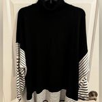 The Look Striped Tunic Mock Neck Poncho size L/XL Black Photo 0