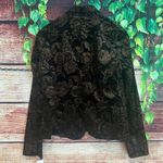 Ralph Lauren Lauren  Stretch Velvet Floral Blazer Jacket Black Gold $199 NYE Photo 5