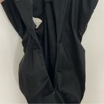 Betsy and Adam  Black Knee Length Cocktail Dress Rouching and Zipper Flower Detail Photo 10