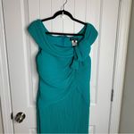 Tadashi Shoji ‎ pleated organza teal maxi gown size 12 wedding guest prom gala Photo 1