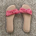 Time And Tru Time Tru Checkered Print Sandals Color Red & White With Bow Detail Size 7 NWOT Photo 1