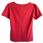 J. Crew Womens Top Sz S Coral Textured Puff Sleeve Knit Short Sleeve‎ AJ700 Photo 2