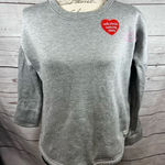 Rae Dunn WOŚP‎ Gray Pullover Sweatshirt Love Embroidered Drawstring Hem 3/4 Sleeve Photo 0