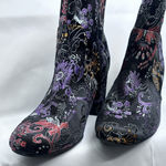 Brash Floral Tapestry Embroidered Ankle Boots Boho Size 9 Gypsy Festival Rocker Photo 0