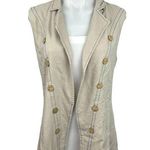Sostiqs Womens Linen Beige Sleeveless Double Breasted Blazer Vest Jacket Sz M White Size M Photo 0