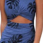 Amazon BTFBM Blue Summer Tropical Leaf Bodycon Cutout Sleeveless Mini Dress - S Photo 0