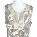 Telluride Clothing Co Women’s L Linen Blend Tan Blue Paisley Sleeveless Blouse Size L Photo 1