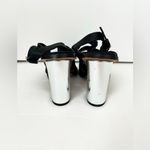 Anthropologie Sixty Seven Black and Silver Leather Block Heels Size 38 Photo 2