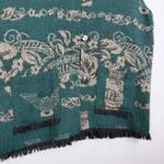 Vtg Sweater Vest Women L Green Tribal Print Fringe Hem Tiki Aztec Southwestern Size L Photo 6