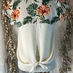Miss Me  Floral Sleeve Boho Blouse Small Ivory Tropical Print crochet Detail‎ Photo 4