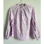 Ann Taylor 3D Floral Applique Embroidered Ruffle Neck Puff Sleeve Top Size Large Photo 6