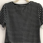 After Market New Lace Trim Short Sleeve Striped T-Shirt Black White Photo 13