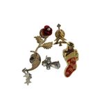 Lot of Pins/ Brooches Christmas Tree Stocking Rose Flower Floral Angel Gold Photo 2