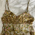 H&M  Floral Maxi Dress Babydoll Milkmaid Green Pink Cottagecore Boho Hippie Beach Photo 1