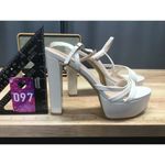 Chinese Laundry Women's 10 M White Leather Block Heel Open Toe Platform Sandals Photo 1