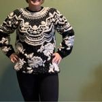 Vintage Kitty Hawk Vivian Wang black and floral sweater with faux pearl beads Photo 5
