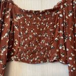 BP . Long Sleeve Floral Crop Top with Lace Trim – Size Small Photo 3