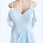 Azazie  Dakota  Sky Blue A- Line V-Neck pleated dress Custom made dress Photo 2