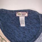 Vintage Fall Autumn Thanksgiving Blue Patchwork Embroidered Knit Zip Sweater 1X Photo 3