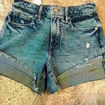 Good American  Good Curve High Rise Stretch Denim Cutoff Shorts size 00 Photo 2