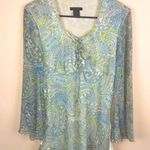 SilkLand Women’s Boho Silk Floral Paisley Print Bell Sleeve Lace Photo 0
