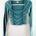 Wilfred Aritzia Lydia Square Neck Long Sleeve Ruched Top Green XS Photo 0