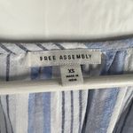 Free Assembly Size XS Shirt Dress Denim Striped Chambray Puff Sleeve V Photo 3