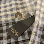 Rachel Roy  Button Plaid Tartan Stretchy Boxy Knit Jacket Pale Silver Blue Gray L Photo 2