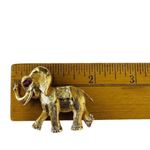 Red/White Rhinestone Elephant Brooch Pin Gold Tone Figural Pin Jungle Animal 2" Photo 1