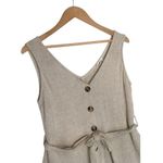 ee:some Romper Womens S Linen Cotton Belted Sleeveless Button Front Summer Beige Photo 4