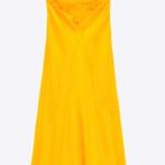 ZARA Bloggers Fav Orange Midi Satin Effect Casual Maxi Slip Dress Orange Photo 8