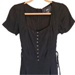 Maeve Anthropologie Black Square Neck Button Front Wide Leg Jumpsuit Size 4 Photo 4