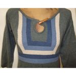 prAna New Womens NWT Yarrah Dress M Dark Gray Blue Tan Organic Cotton Sweater Photo 7