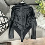 Naked Wardrobe Croc Embossed Faux Leather Bodysuit  Size S Photo 5
