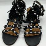 Sam Edelman Shaelynn Fringe Ankle Strap Studded Sandal Sz 8 Black Photo 4