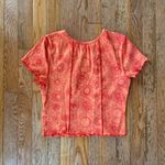 SO orange floral hibiscus lettuce trim top Photo 6