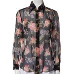 Silk Floral Print Button Photo 0
