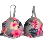 PINK - Victoria's Secret  Bra Wear Everywhere Super Push Up Floral Pink Gray 32C Photo 0