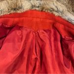🌺VINTAGE MICHELLE WOOL BLEND RES TRENCH JACKET WITH FUR COLLAR🌺 Red Photo 5