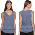 Apt. 9  Slate Blue Sleeveless Vneck Tiered Peplum Knit Top Size Medium Photo 1