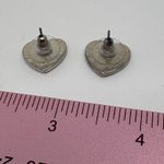 Rhinestone‎ Heart Stud Earrings Silver Tone Sparkly Small Jewelry Pierced Ears Photo 5