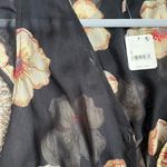 Free People Black and Yellow Sheer Tie Front Blouse Sz Small Photo 3