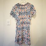Anthropologie Robin Tiered Ruffle Dress in Ikat White & Blue Print XS Photo 4